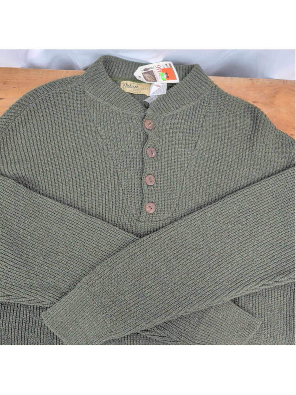 Men's USA Made Orton Brothers Fisherman Neck Henley Sweater XL